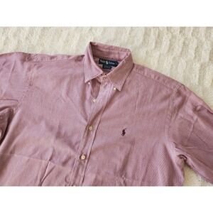 Ralph Lauren Yarmouth 100% Cotton Long Sleeve Purple Striped Shirt 15 1/2 (34/35